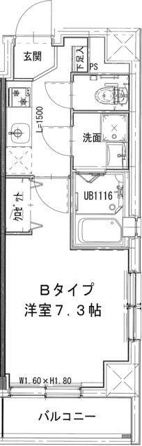 ブルークレール(1K/4階)の間取り写真