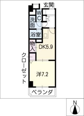 ベル ドミィール(1DK/2階)の間取り写真