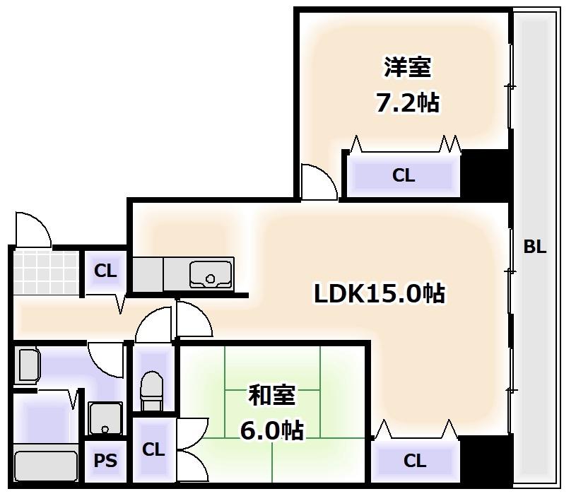 オークダイト(2LDK/4階)の間取り写真