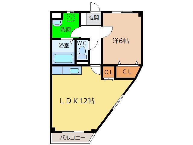 エスポワール金磯(1LDK/3階)の間取り写真
