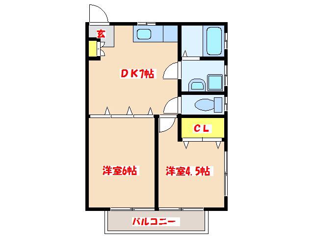 メゾンウィッシュ(2DK/2階)の間取り写真