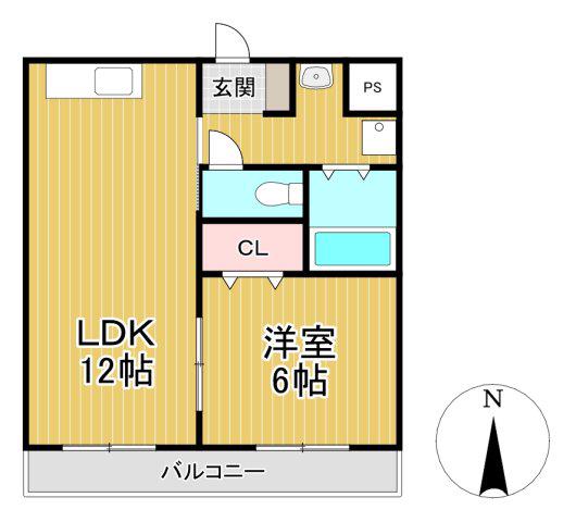 第2コーポ江頭(1LDK/1階)の間取り写真