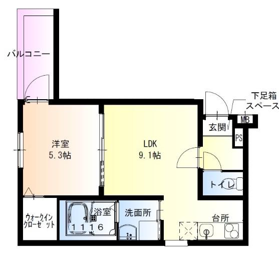 フジパレス春木駅北I(1LDK/3階)の間取り写真