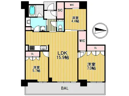 グランドメゾン新梅田タワー(3LDK/28階)の間取り写真