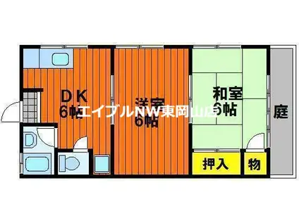 光藤コーポIII(2DK/1階)の間取り写真