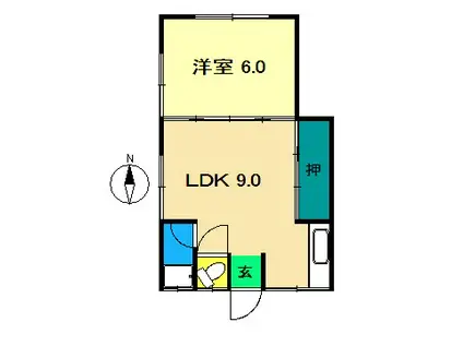 ジェミナス(1LDK/3階)の間取り写真