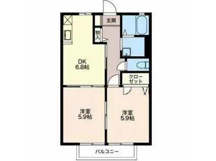 フレグランス久葉(2DK/2階)の間取り写真