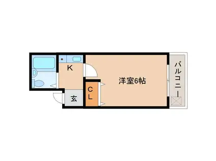 シャルマンフジ生駒壱番館(ワンルーム/1階)の間取り写真