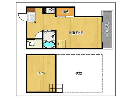 クリサンJアプリコット(ワンルーム/2階)の間取り写真