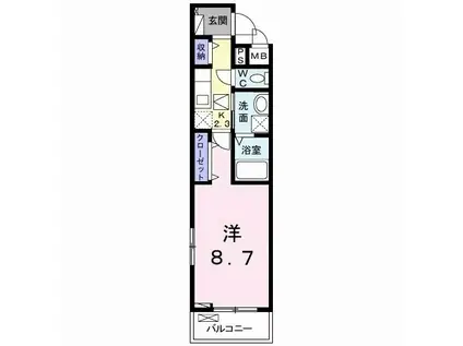 YSアビタシオン青柳(1K/1階)の間取り写真