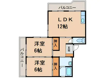 フェリースマンション(2LDK/3階)の間取り写真
