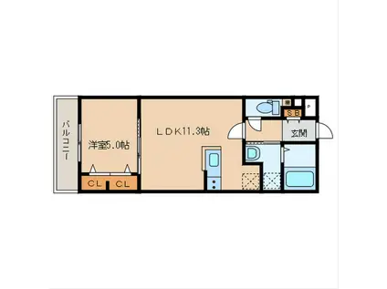 シャンテ・フルール(1LDK/3階)の間取り写真