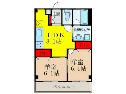 LA.LUCE恋吾(2LDK/1階)の間取り写真