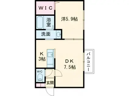 マヌカータCOCOII(1LDK/2階)の間取り写真