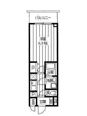 ウィルテラスなんば南(1K/12階)の間取り写真