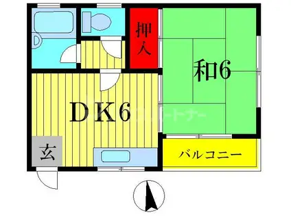 プライムホーム(1DK/1階)の間取り写真