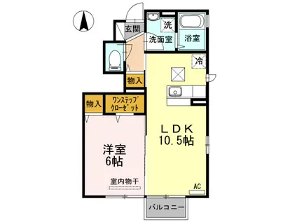 レジデンスOKURA B(1LDK/1階)の間取り写真