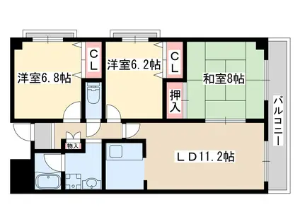 メゾンドール江坂(3LDK/8階)の間取り写真