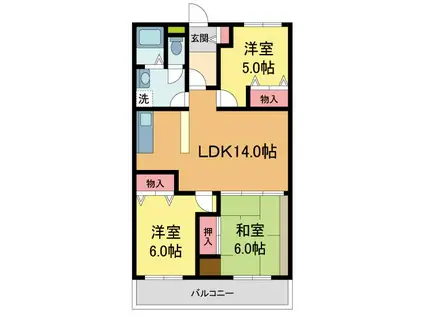 ファミール宝塚(3LDK/4階)の間取り写真