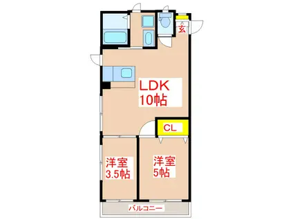 ピエーノ・ソーレ(2LDK/2階)の間取り写真