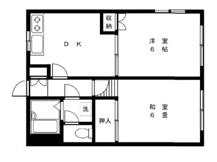 モンシャトー福竹(2DK/1階)の間取り写真