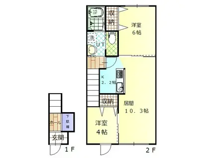 STEP.B(2LDK/2階)の間取り写真