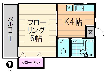 コーポ江口(1K/1階)の間取り写真