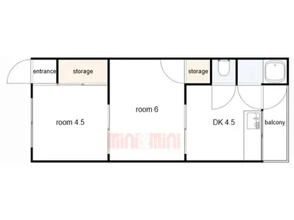 第1松雅荘(2DK/2階)の間取り写真