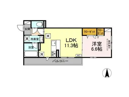 ASAKAWA1(1LDK/1階)の間取り写真