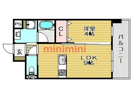 MIWA TERRCE別院(1LDK/3階)の間取り写真