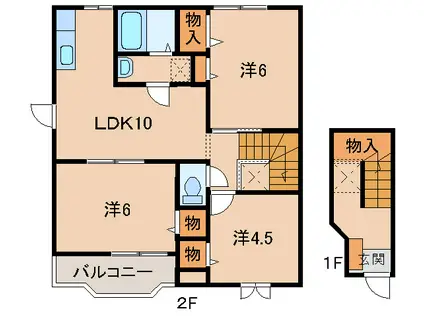 コモド・カーサたなかII(3LDK/2階)の間取り写真