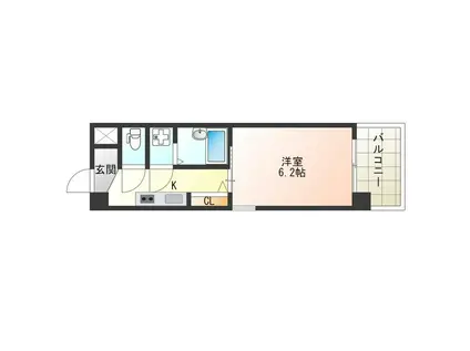 地下鉄長堀鶴見緑地線 西大橋駅 徒歩3分 9階建 築19年(1K/8階)の間取り写真