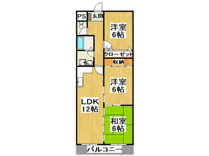 HIGASHIOマンション(3LDK/3階)の間取り写真
