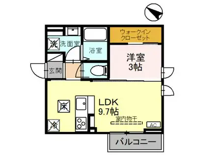 オリーブ(1LDK/2階)の間取り写真
