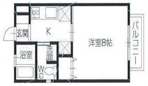 ROOM ONE(1K/1階)の間取り写真