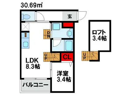 BEARS 03(1LDK/1階)の間取り写真