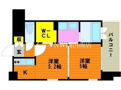 GREENTRAILPARK NISHIGAWA(2K/3階)の間取り写真