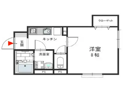 ボナールA棟(1K/1階)の間取り写真
