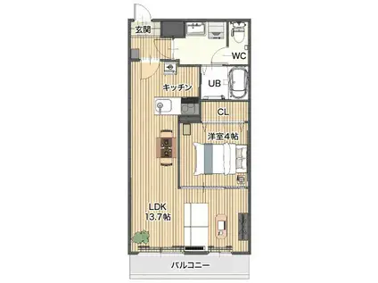ファーニッシュドステイ村井町北(1LDK/2階)の間取り写真