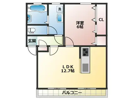 コートヒルN(1LDK/1階)の間取り写真