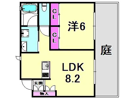 トリニティーコート(1LDK/1階)の間取り写真