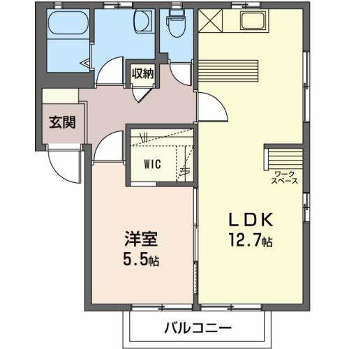 ウエストウインドB(1LDK/1階)の間取り写真