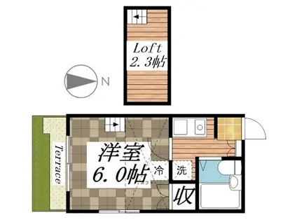 レオパレス西浜第2(1K/1階)の間取り写真