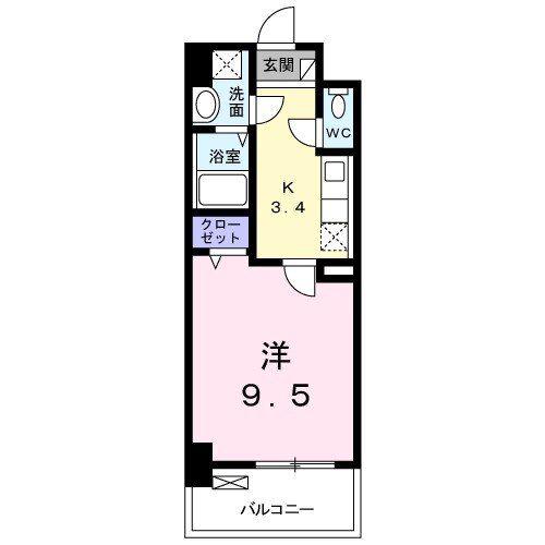エヴァーグリーンQ(1K/4階)の間取り写真