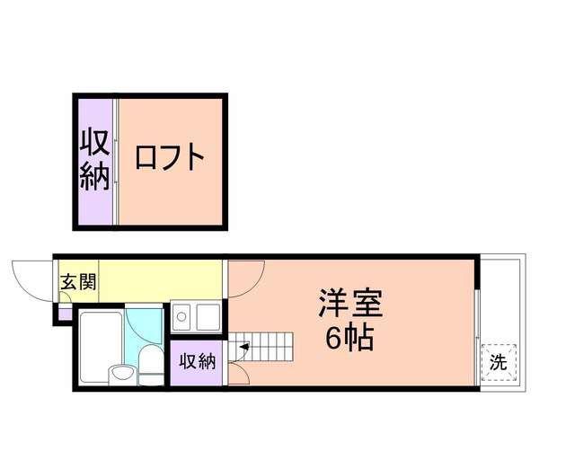 シティパル秋月(1K/2階)の間取り写真