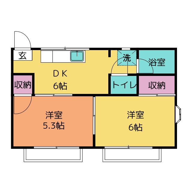 フジハイツ(2DK/2階)の間取り写真