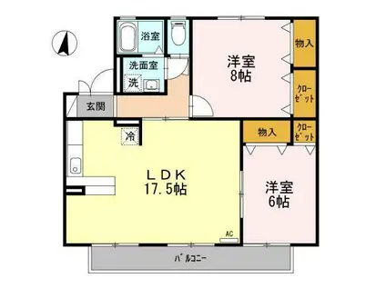 セジュール中道(2LDK/2階)の間取り写真