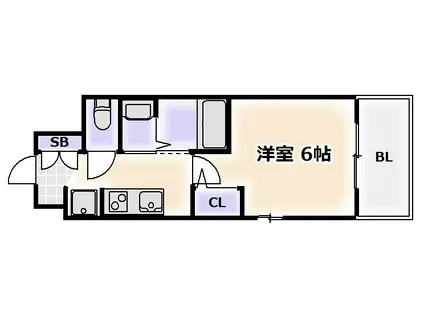 エステムコート難波サウスプレイスVIラグジー(1K/7階)の間取り写真