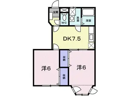 フィエルテ(2DK/1階)の間取り写真