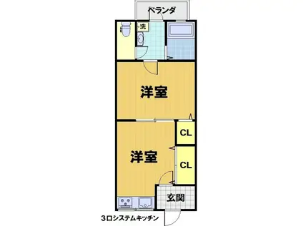 サンローラン久我ノ杜(1DK/2階)の間取り写真